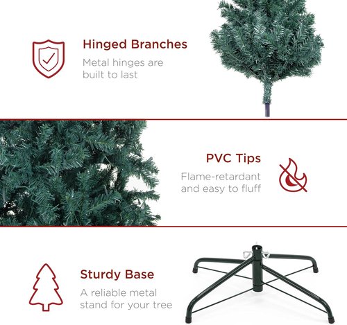 Best Choice Products 4.5ft Artificial Christmas Tree - Premium Unlit Realistic Spruce Holiday Décor | Dense Branches, Metal Base