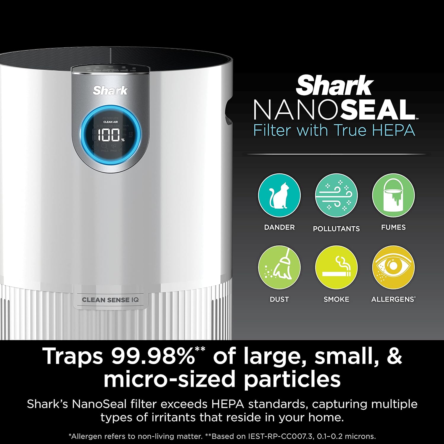 Shark Air Purifier - HEPA Filter with Clean Sense Technology | 1000 Sq Ft Coverage for Home & Kitchen