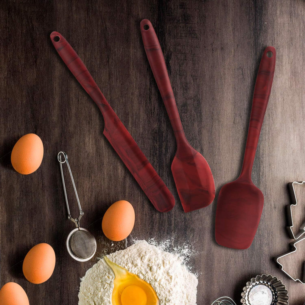 Skiennix Silicone Spatula Set - BPA-Free, High-Temperature Resistance, Non-Stick Design | 3-Pack with Marble Pattern