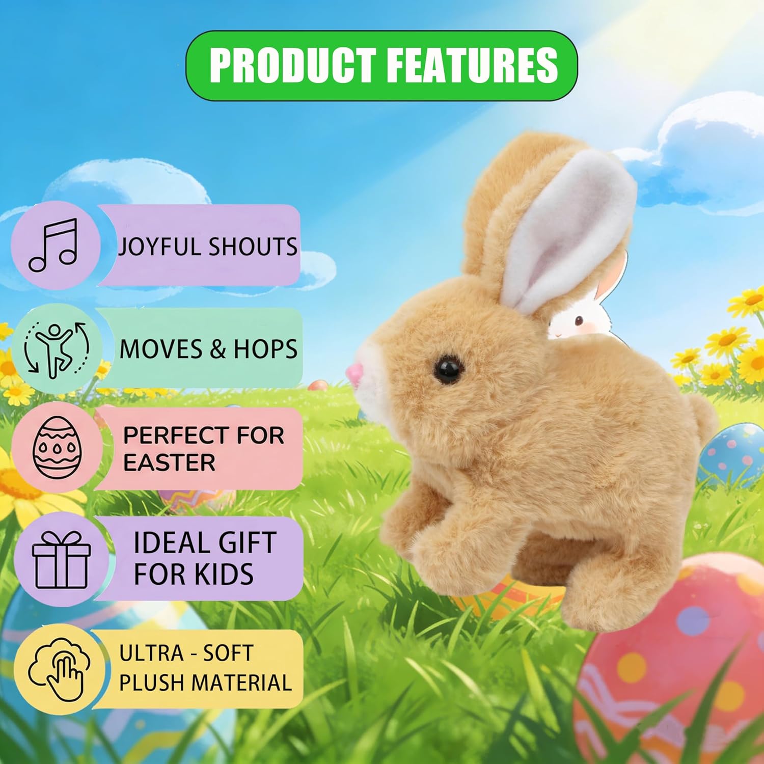 Skiennix Realistic Hopping Bunny Toy - Wiggling Ears & Twitching Mouth for Kids | New Version