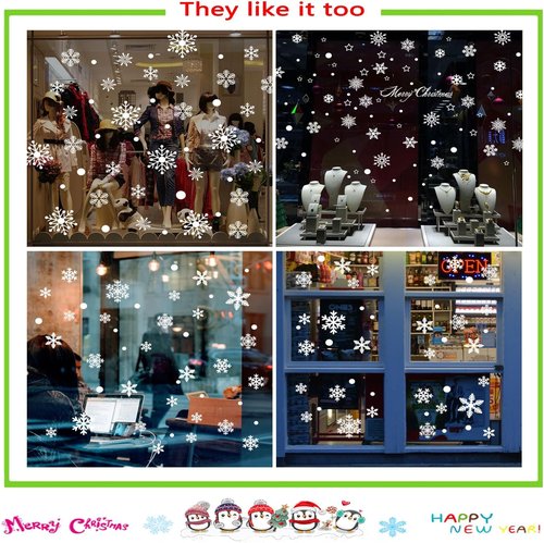 Afmivs Snowflake Window Clings - 321PCS Christmas Decor for Glass Windows | Winter Holiday Stickers