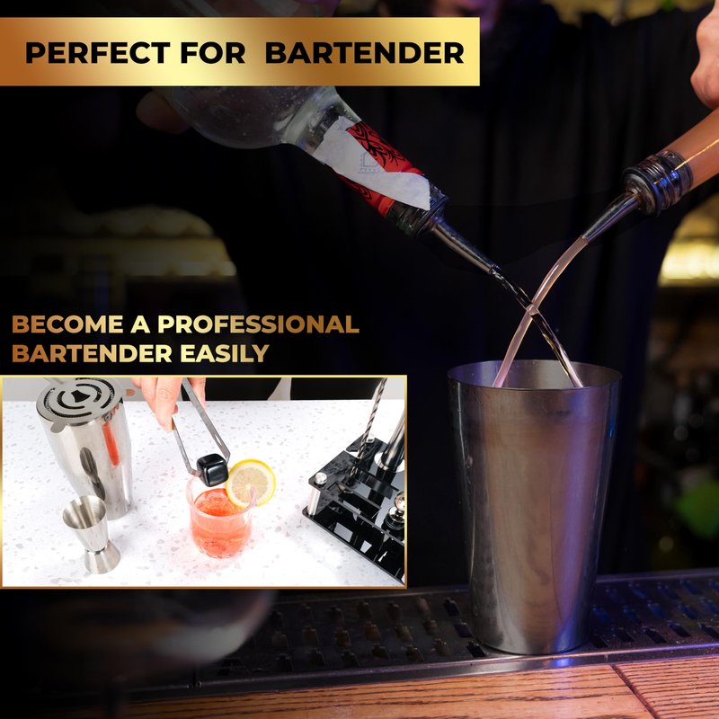 Mixology Bartender Kit – 24 Piece Gun Metal Cocktail Shaker Set w/Stand – Essential Home Bar Accessories Martini Shaker, Jigger, Muddler, Chilling Cubes & More