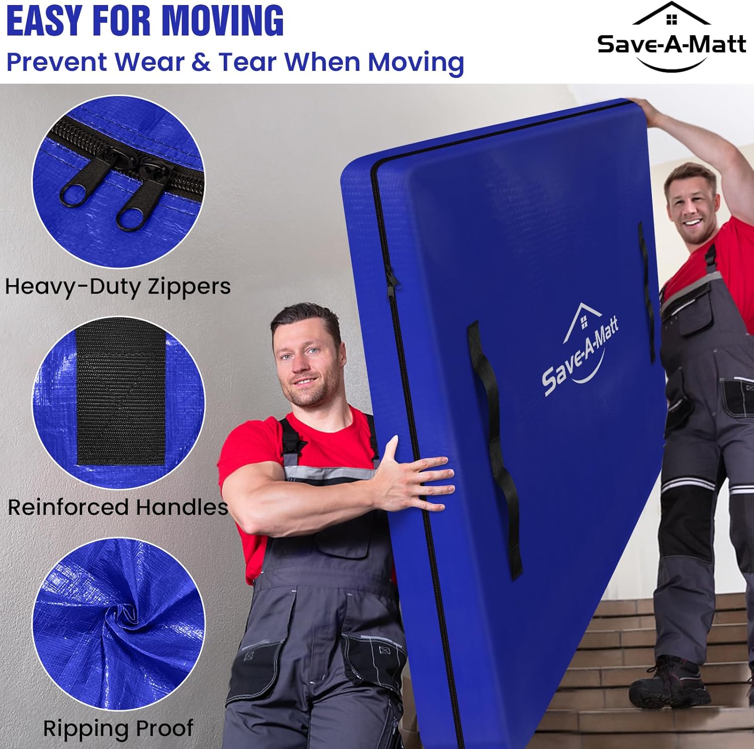 SaveAMatt Mattress Bags - Extra Thick Queen Mattress Cover for Moving | Reusable Waterproof Protector (82’’x63’’x15’’)