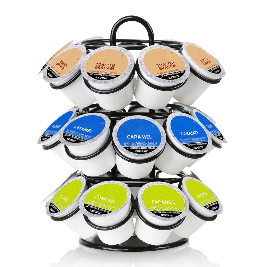 ZECENN Coffee Pod Holder for Keurig Pods, K Cup Holder, K Cup Carousel, Coffee Pods Organizer Stand, No Assembly Required, 27 Pods Capacity, 360-Degrees Rotating -Black
