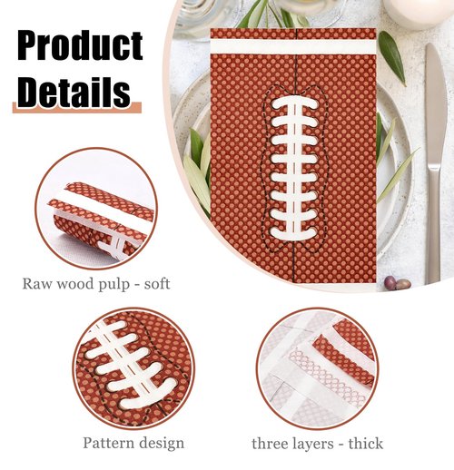 HEIPINIUYE 50 Pieces Football Paper Napkins 3-ply Bathroom Napkins Guest Disposable Hand Towels Dinner Napkins for Football Party Birthday Baby Shower Paper Guest Towels