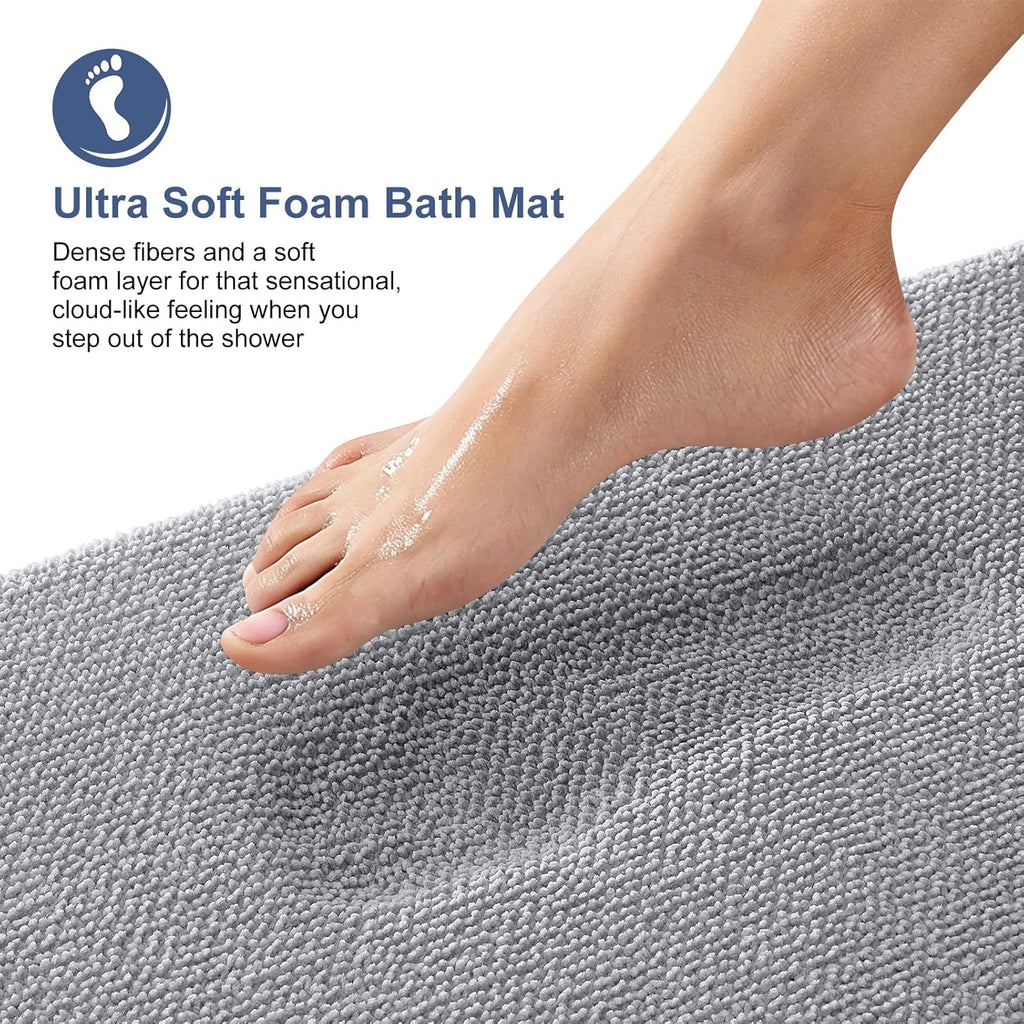 OLANLY Thick Memory Foam Bath Mat Rug - Extra Soft & Absorbent Non-Slip Design | 30x20 Grey, Quick Dry