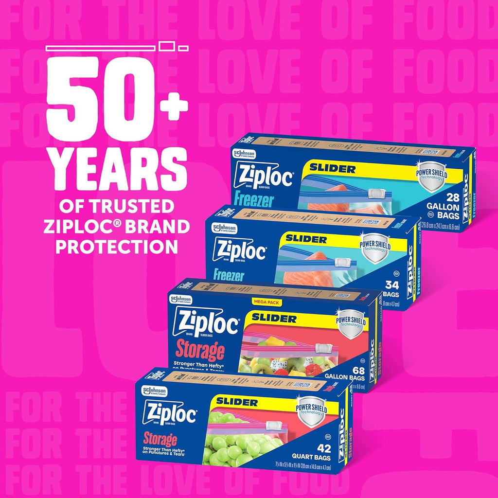 Ziploc Gallon Food Storage Bags - Power Shield Technology for Enhanced Durability | 68 Count