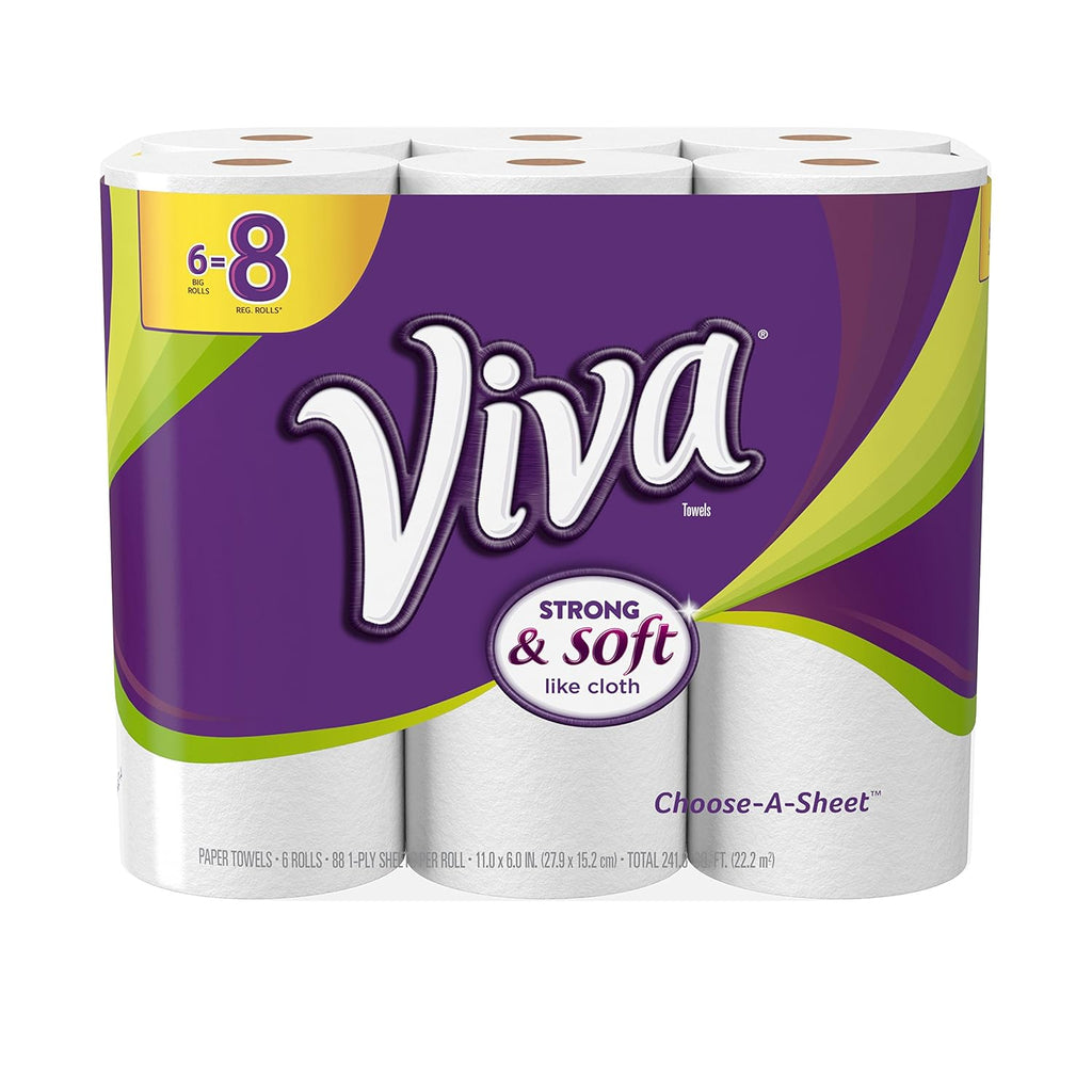 VIVA Choose-A-Sheet Paper Towels - Soft & Strong Cloth-Like Texture - 6 Big Rolls for Ultimate Clean