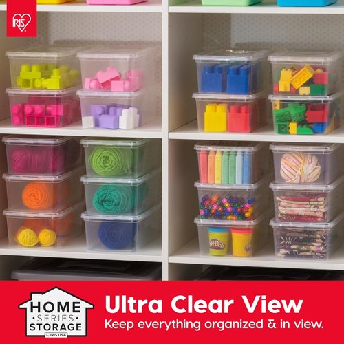 IRIS USA Storage Bins - 20-Pack Clear 6 Quart Stackable Containers for Shoes & Classroom Organization - BPA-Free