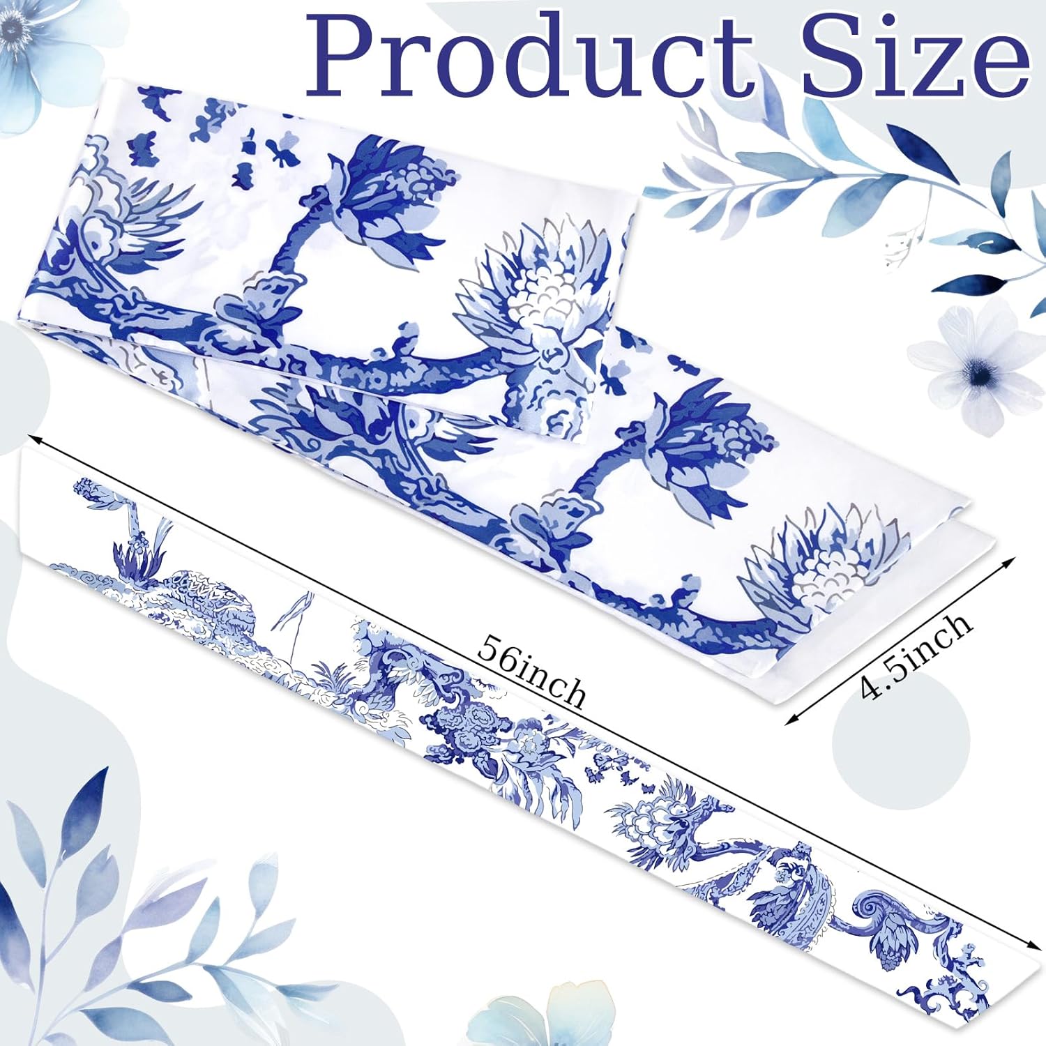 XunYee Wreath Sash Set - 6 Pcs Embroidery Monogram Decor for Weddings & 4th of July - Chinoiserie Design