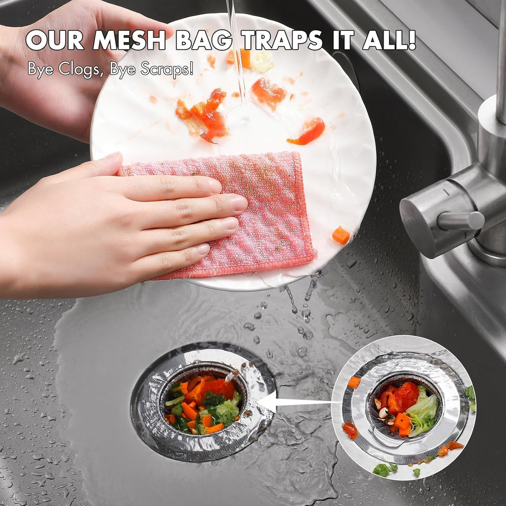 200 Pack Kitchen Sink Strainer Mesh Bags - Anti-Clogging Disposable Drain Covers | Fits Most Strainers (4.0 x 4.0 Inch)