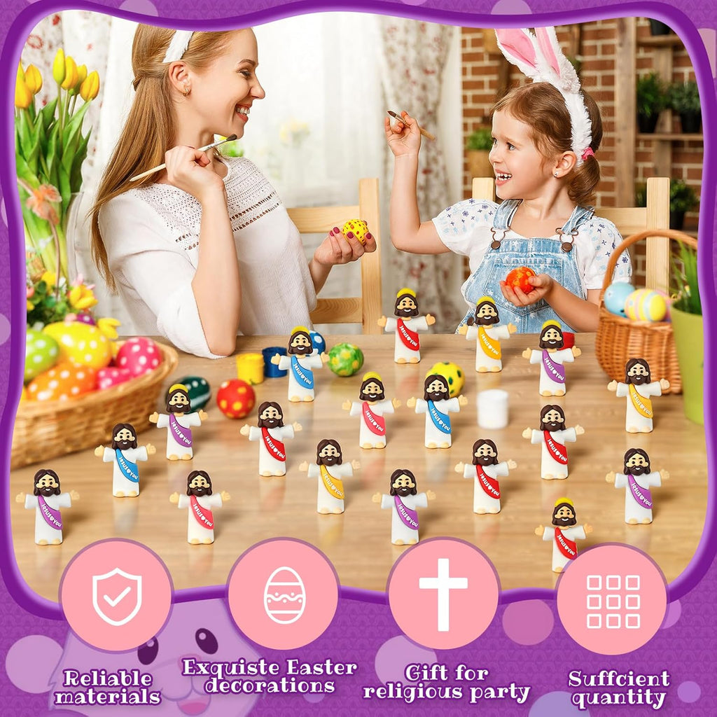 Skiennix Mini Jesus Figurines - 100Pcs Multicolor Collectible Dolls | Perfect for Easter Egg Stuffers