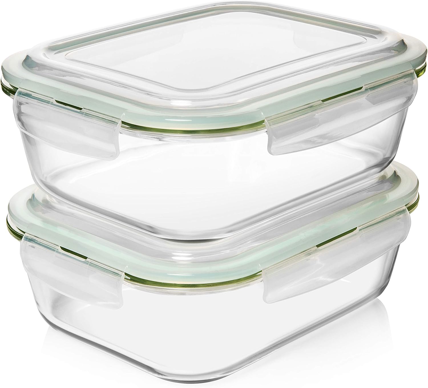 Razab Glass Food Storage Containers - 10 Cups/80 Oz, 4-Pc Set with Airtight Locking Lids | BPA Free, Leak Proof, Safe for Microwave & Oven