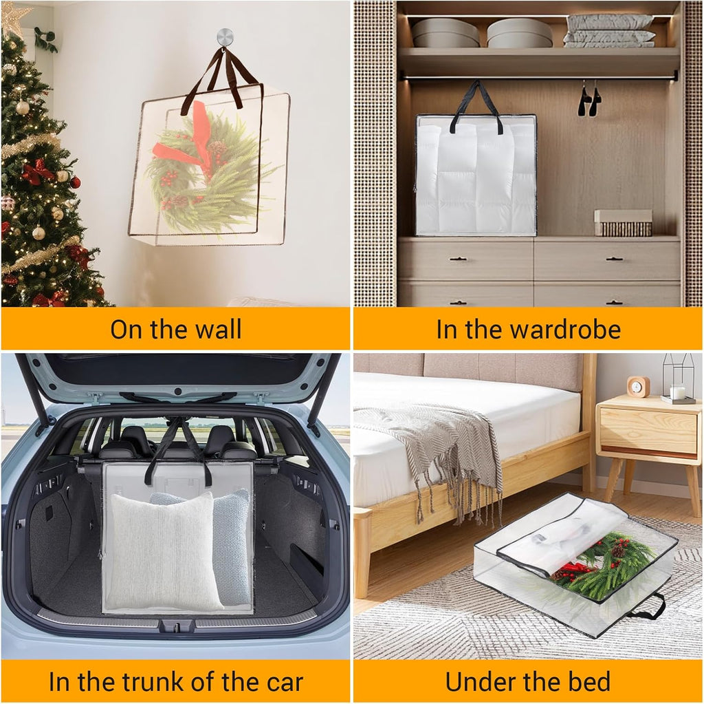 Skiennix Wreath Storage Bag - 5-Pack, 26-Inch 95L Containers for Seasonal Decorations & Bedding