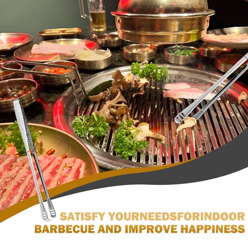 4Pcs 11-Inch Stainless Steel Korean BBQ Grill Tongs, Japanese Barbecue Tongs for Cooking, Portable Kitchenware for Home, Outdoor, Steak, Salad, Food