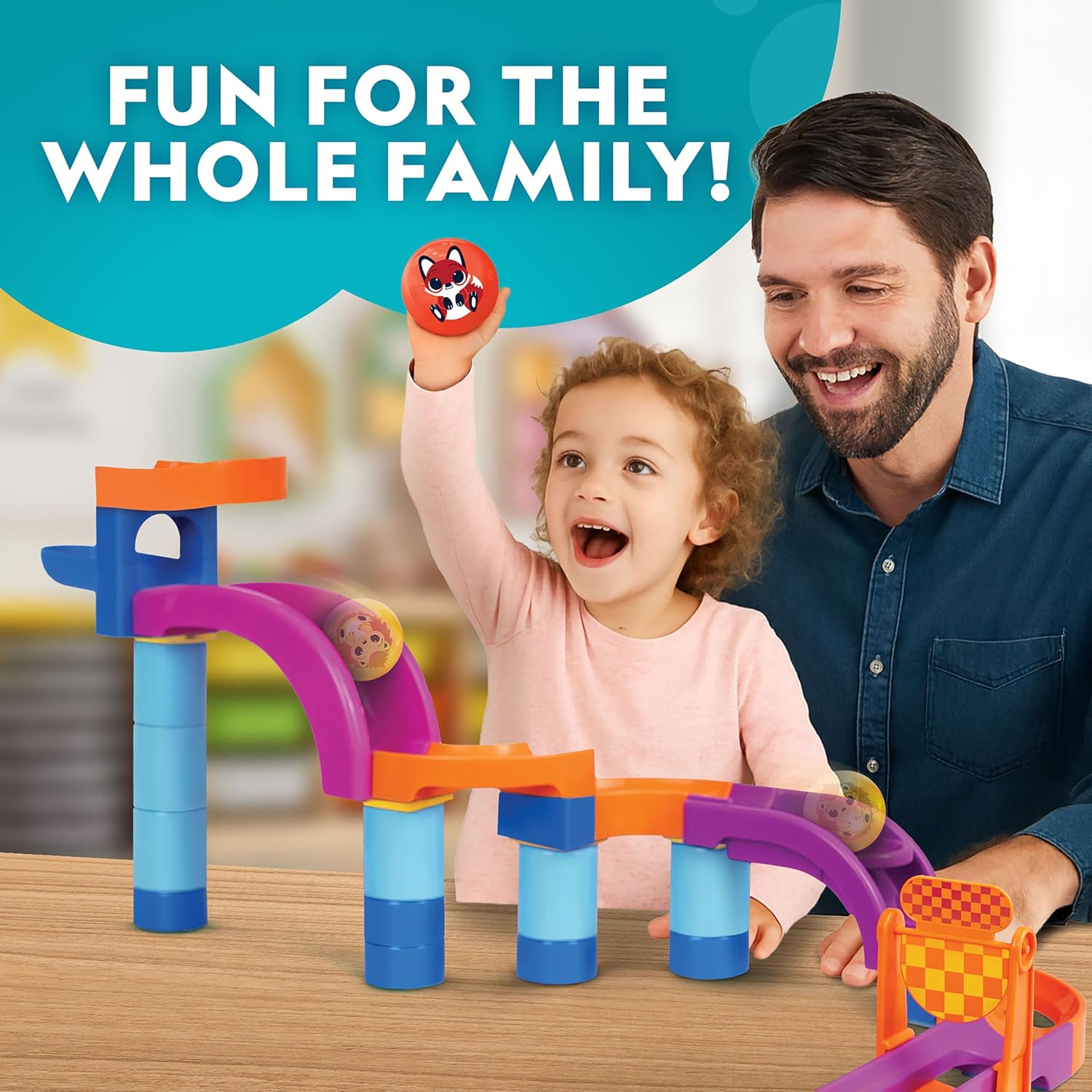 National Geographic Kids Junior Jumbo Marble Run - 35-Piece Buildable Ball Drop Toy for Toddlers & Preschoolers Ages 2+