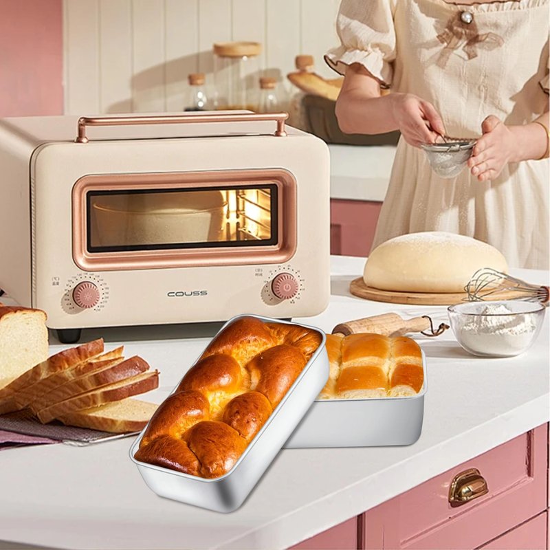Stainless Steel Large Loaf Pans Set Of 4 For Baking Bread 9x5 Metal Nonstick Rectangle Bread Tin Homemade Meatloaf Sandwich Brownies Lasagnas Oven Refrigerator Freezer Safe