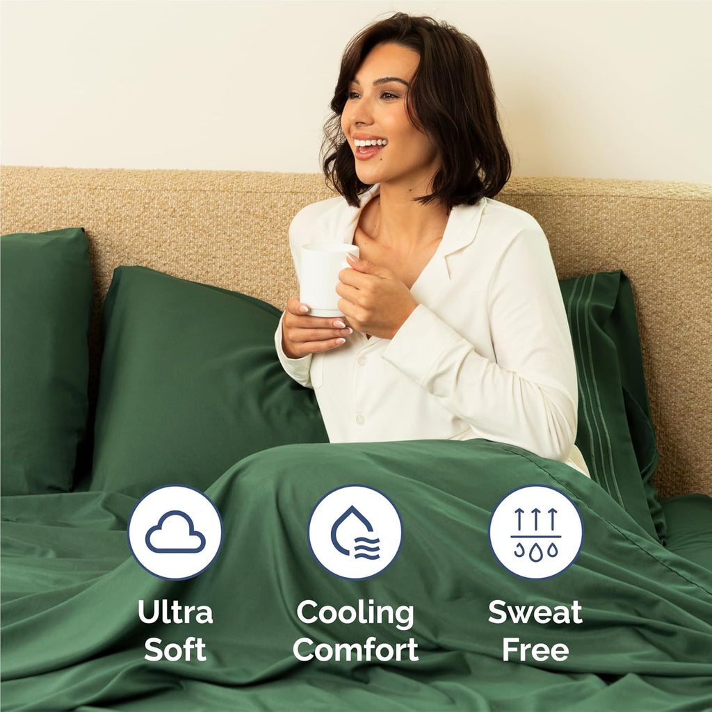 Split King Size 5-Piece Sheet Set | Comfy, Breathable & Cooling Bed Sheets - Hotel Luxury Bedding in Emerald