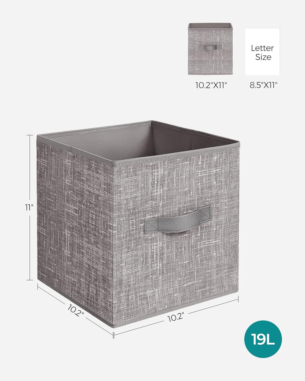 SONGMICS Storage Cubes - 11-Inch Foldable Non-Woven Fabric Bins with Double Handles | Set of 6 in Taupe for Closet Organization