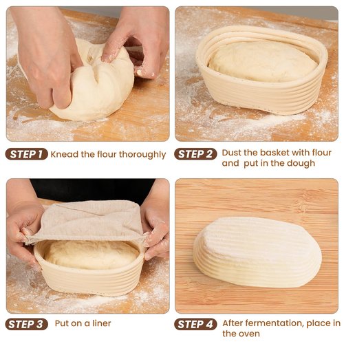6 Inch Oval Banneton Bread Proofing Basket Set of 6, Kikcoin Mini Sourdough Bread Baking Supplies, Small Banneton Basket Proofing Baskets for Sourdough Bread Baking
