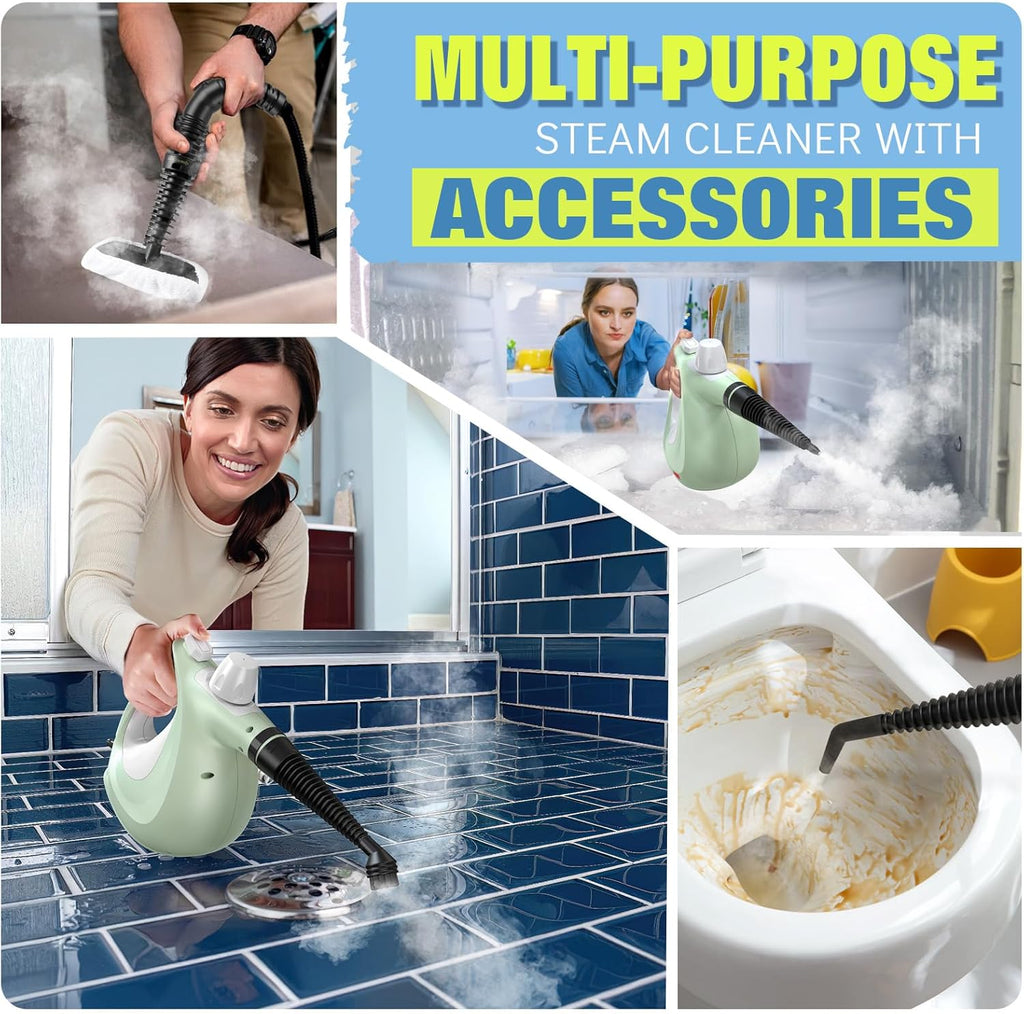 Skiennix Steam Cleaner - Powerful Handheld Pressurized Steamer with 11-Pc Set | Chemical-Free Multi-Surface Cleaning for Furniture, Upholstery, Grout, Couch & Car