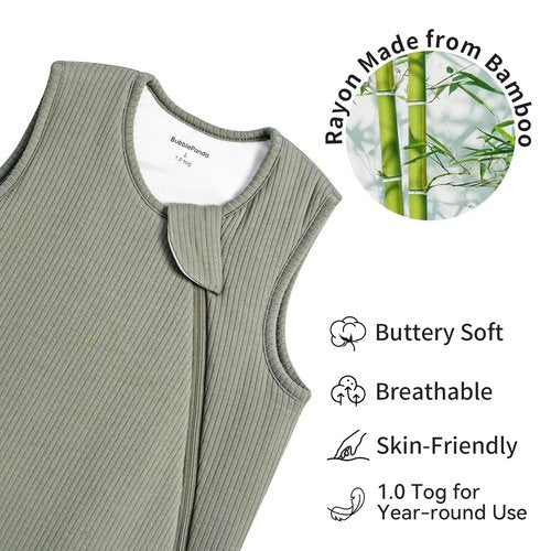 BubblePanda Bamboo Sleep Sack | Breathable 1.0 Tog Newborn Infant Wearable Blanket (0-6 Months)