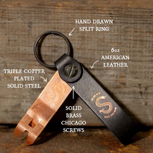 Midnight and Copper Snake Bite Bottle Opener Keychain – 100% USA-Made & Patented Anniversary Edition – Groomsmen Gifts, EDC Gadgets, Groom Gifts, Beer Keychain for Men by Snake Bite Co.