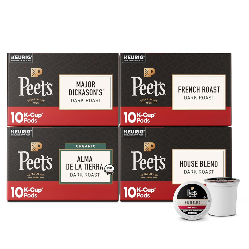 Peet's Coffee K-Cup Pods Variety Pack - Dark Roast 100% Arabica Coffee, 40 Count (4 Boxes)