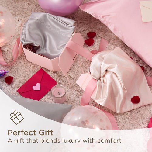 Bedsure King Size Satin Pillowcase Set - Silky Pink Pillow Covers for Hair & Skin, 20x36 Inches