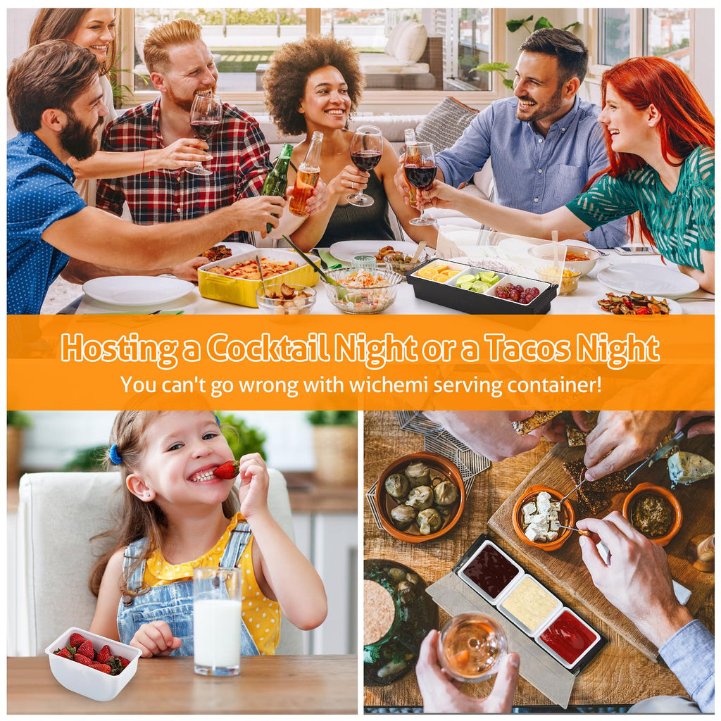 WICHEMI Fruit, Veggie & Condiment Caddy with Lid Dispenser Tray Plastic Garnish Station for Bartending & Serving Taco, Ice Cream, Salad Bar - Topping Organizer for Restaurant Supplies (6 Compartment+3