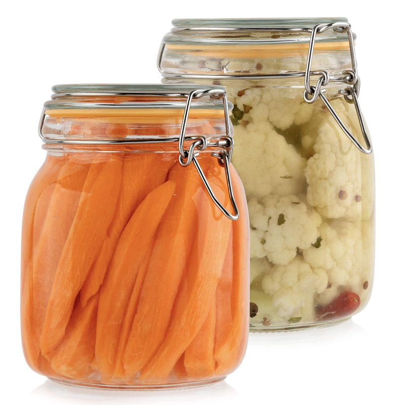 Galashield Glass Jars with Lids 24 oz Food Storage Jars with Airtight Lids Leak Proof Glass Canisters Kitchen Jars [Set of 2]