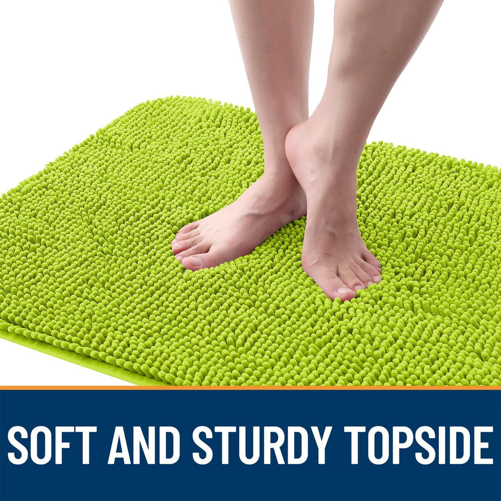 OLANLY Dog Door Mat - Absorbent Non-Slip Washable Chenille Mat for Muddy Paws | 24x16 Bright Green