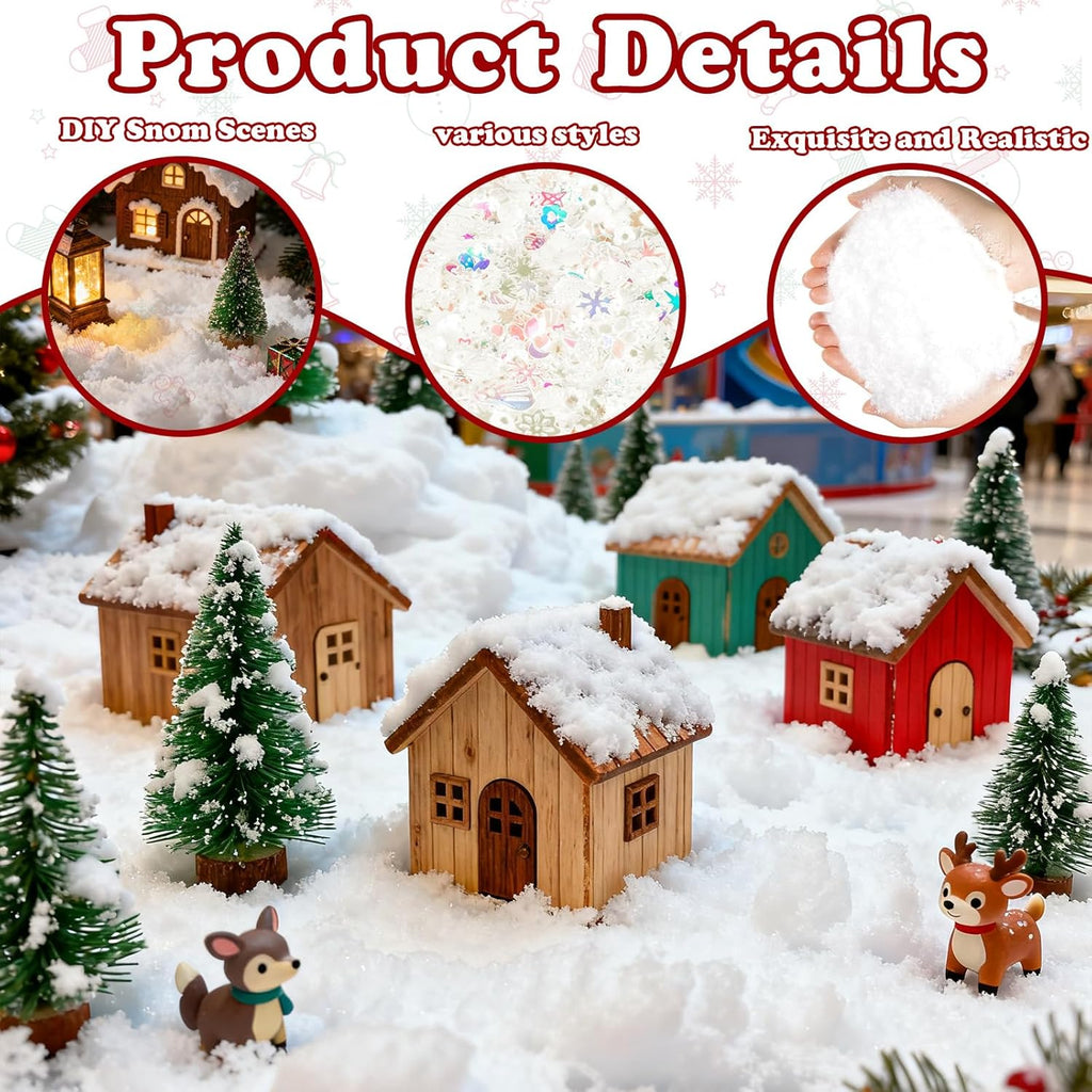 Warmtree Fake Snow Decoration - Sparkling Artificial Snow for Christmas | 200g Gift Filler & Holiday Decor