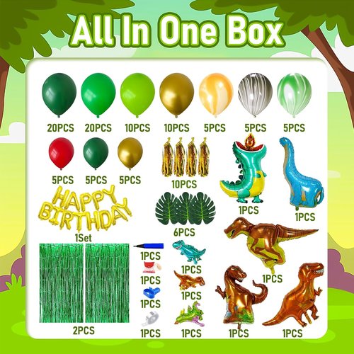 GoGoGoodie Dinosaur Theme Birthday Party Decorations - Fun Green Dino Decor for Kids Ages 3-12