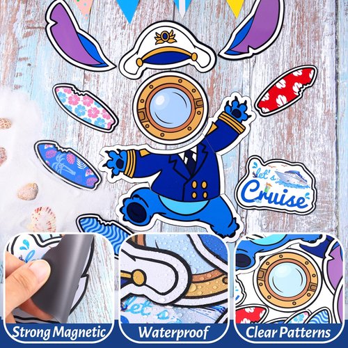 12 Pcs Cruise Door Magnet Large Captain Cruise Door Decorations Cute Reusable Refrigerator Magnets for Cruise Ship Door