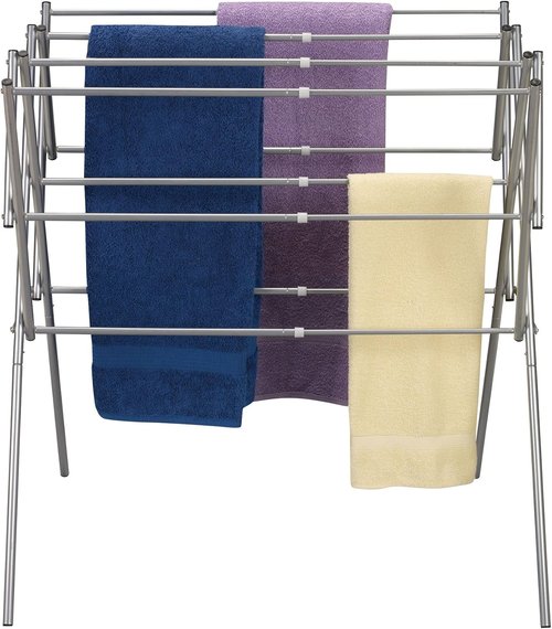 Household Essentials Clothes Drying Rack - Foldable, Expandable & Collapsible | Silver Finish