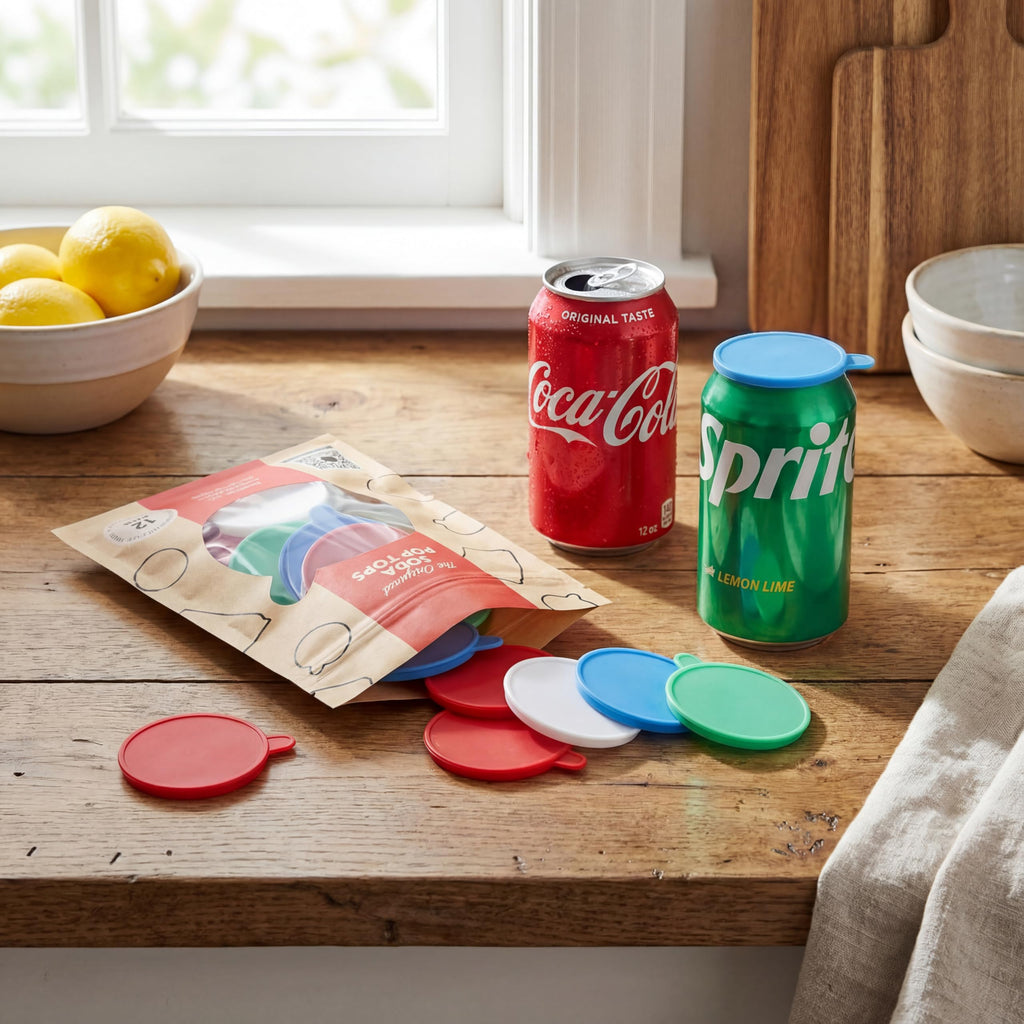 Soda Pop Tops - 12 Pack Can Lid Covers, Assorted