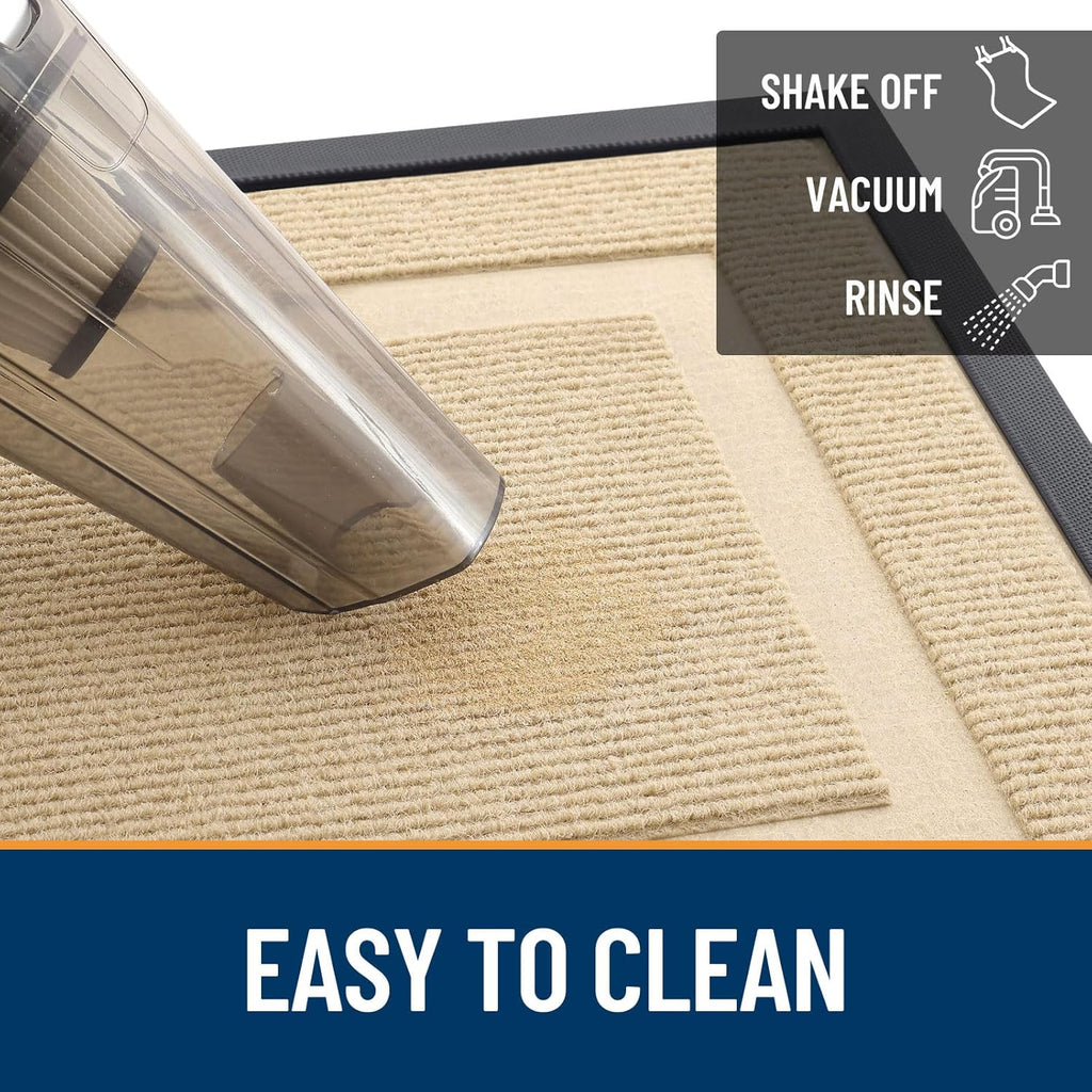 OLANLY Indoor Outdoor Front Door Mat - Waterproof, All-Weather, Easy Clean, 36x24, Beige