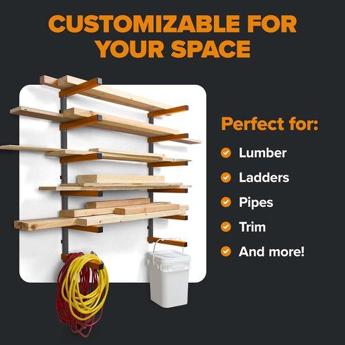 Bora Wood Organizer - 6-Level Lumber Storage Rack for Indoor/Outdoor Use | Orange PBR-001