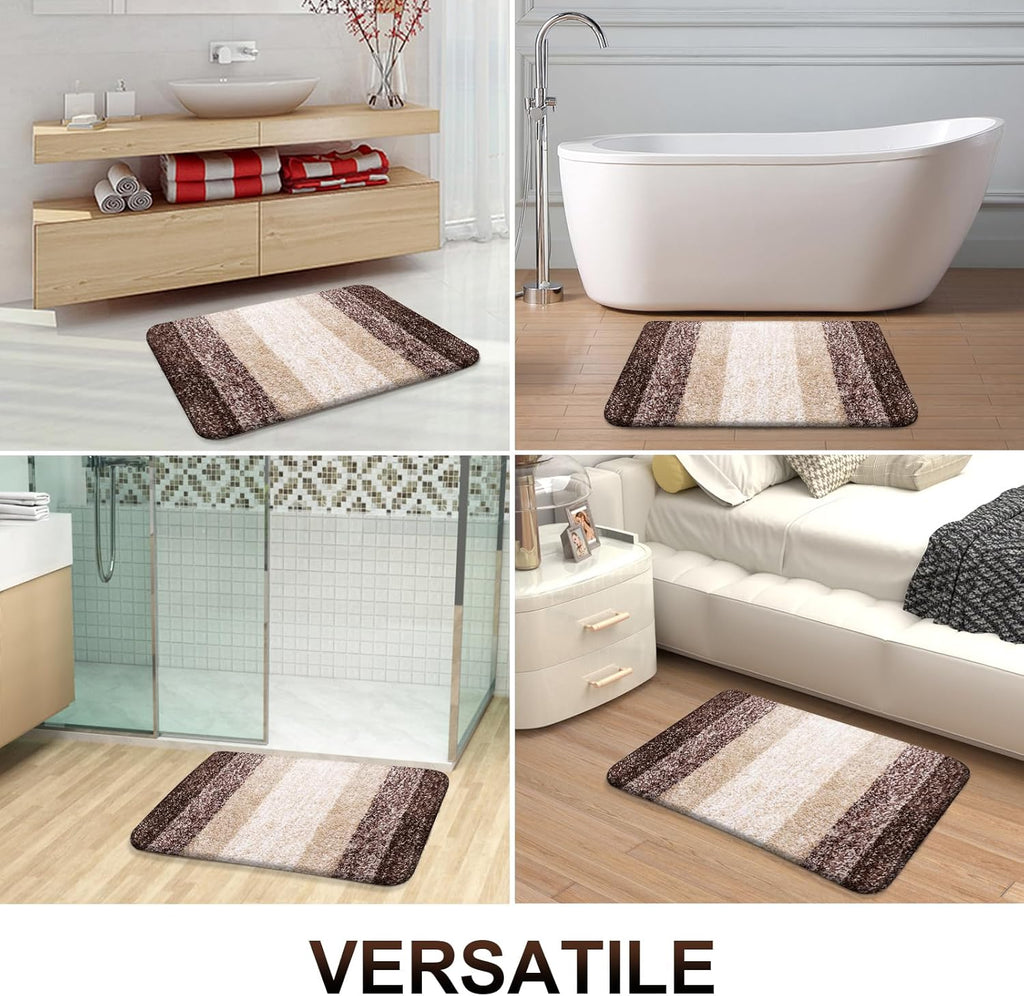 OLANLY Bathroom Runner Rug - Extra Soft Microfiber Mat 44x24 | Quick Dry, Washable, Rubber Backing, Brown