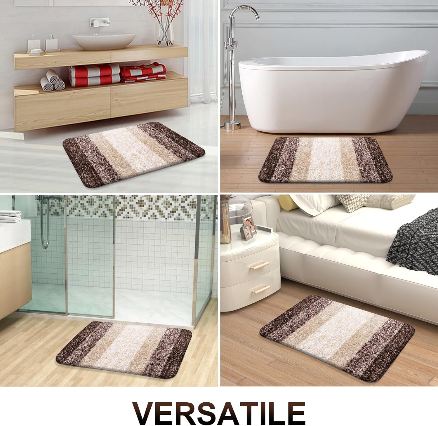 OLANLY Large Bathroom Rug Mat - Extra Soft, Absorbent Microfiber | Quick Dry, Machine Washable, 54x24, Brown