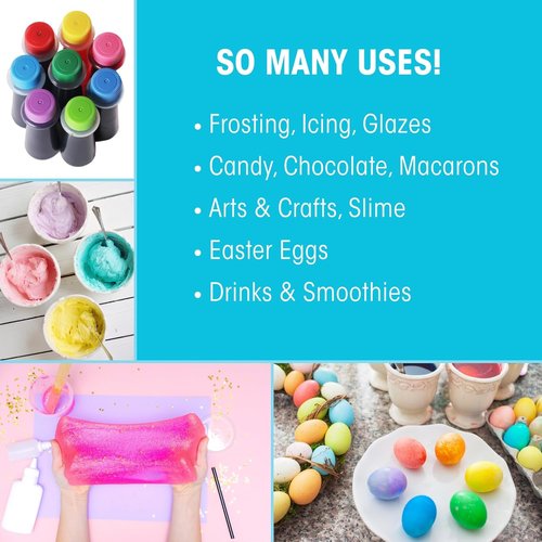 B. Sprinklin Liquid Food Coloring Kit - Vibrant Neon & Regular Colors for Crafts | 8 Bottles, 0.3 fl oz