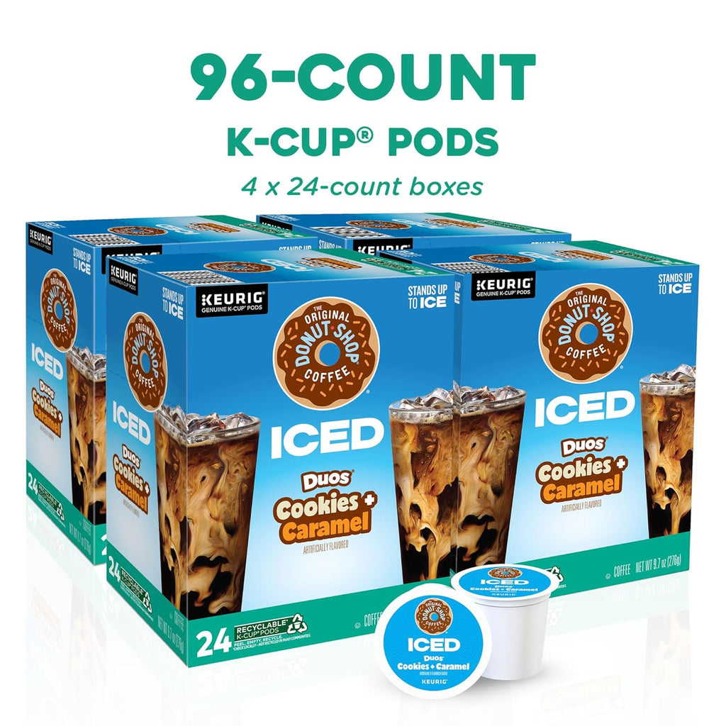 Original Donut Shop | Iced Duos Cookies & Caramel Coffee | 24 Count Keurig K-Cup Pods