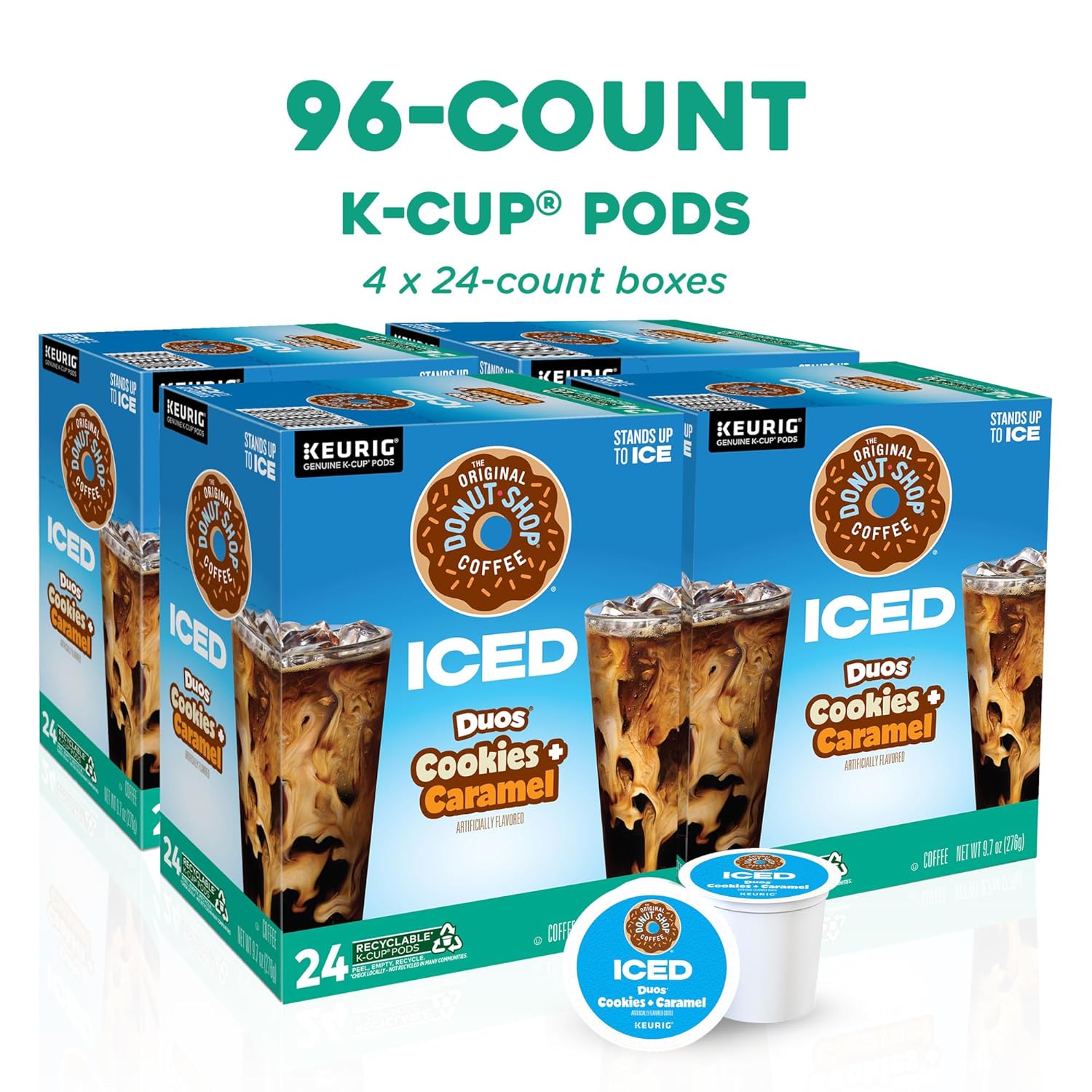 Original Donut Shop | Iced Duos Cookies & Caramel Coffee | 24 Count Keurig K-Cup Pods