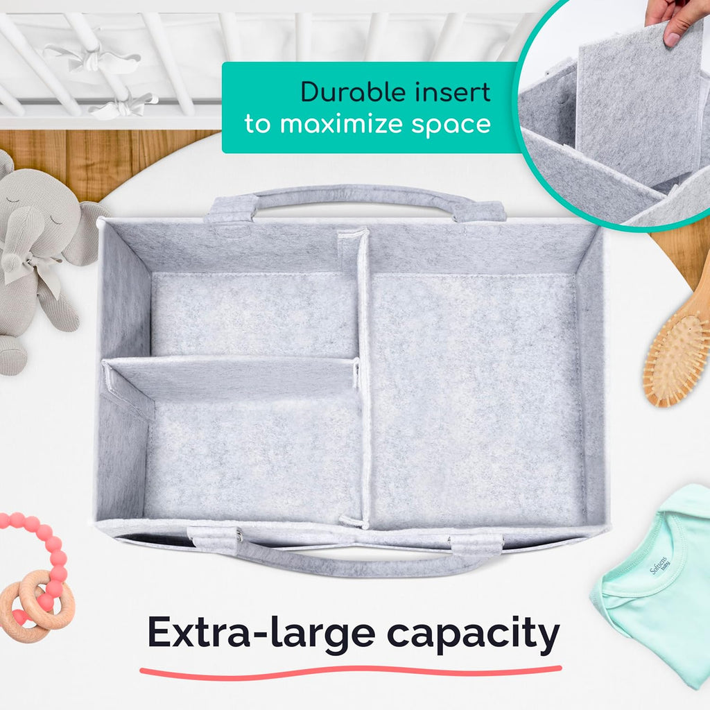Skiennix Felt Diaper Caddy - Extra Large Portable Organizer for Baby & Toddler Items - Ideal for Nursery & Car