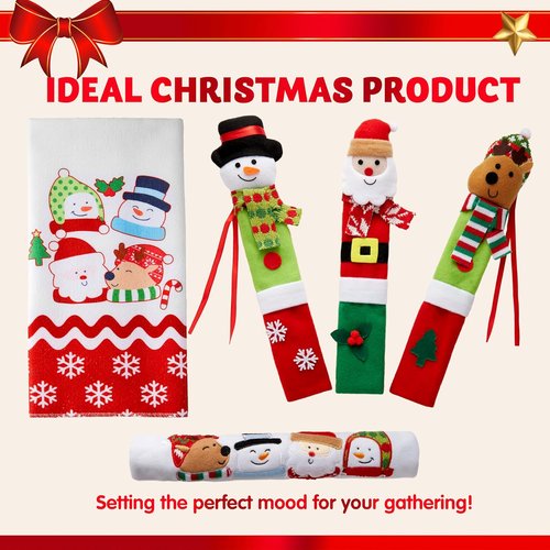 JOYIN Christmas Kitchen Appliance Handle Covers - 5-Piece Set for Refrigerator, Microwave & Oven | Festive Holiday Décor