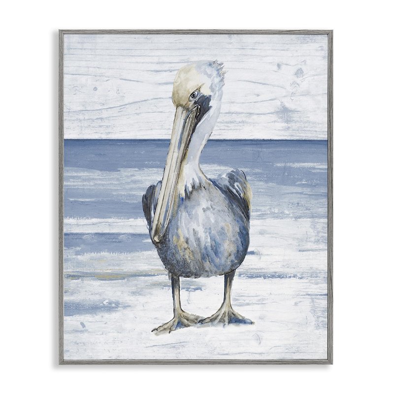 Stupell Industries Rustic Nautical Pelican Framed Giclee Art by Patricia Pinto