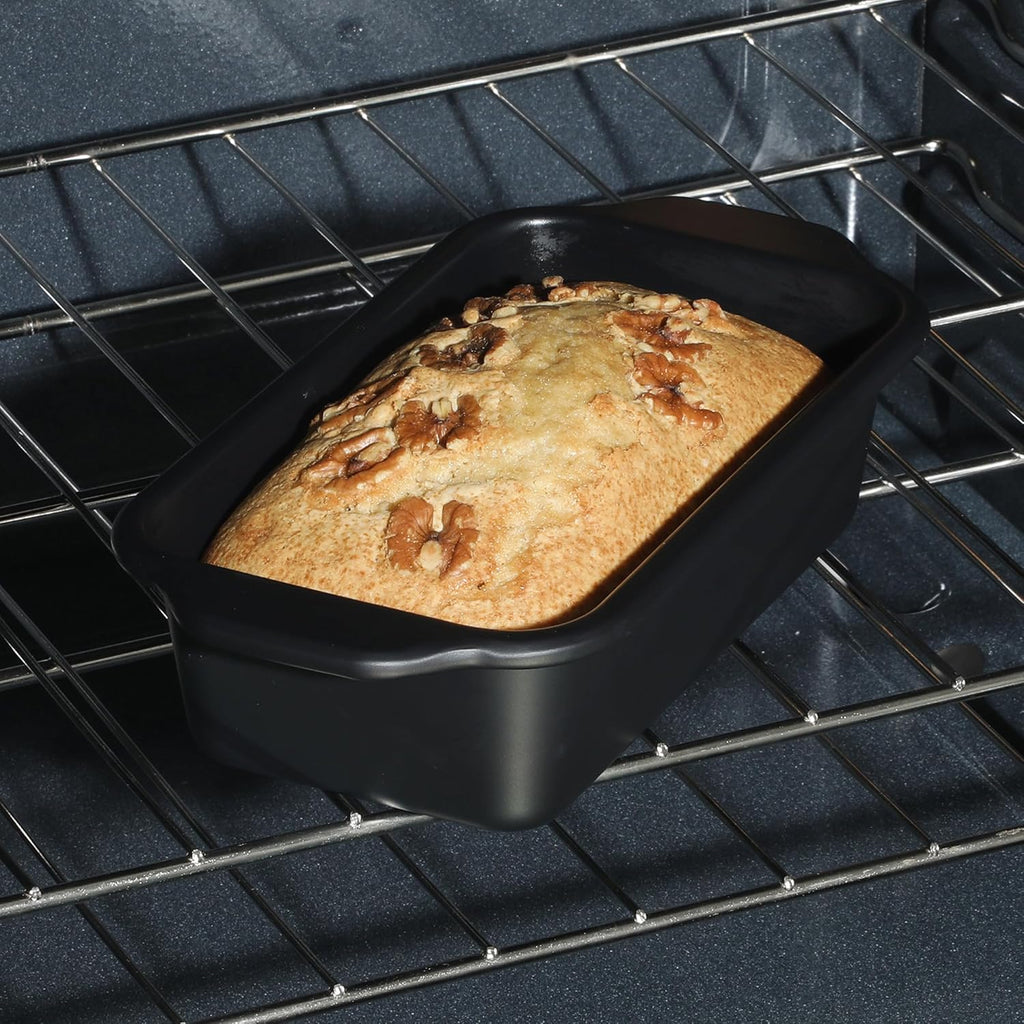 Oster Teston Nonstick Carbon Steel Loaf Pan - 9 x 5 Inch, PFAS-Free, Easy Release Bakeware, Matte Black