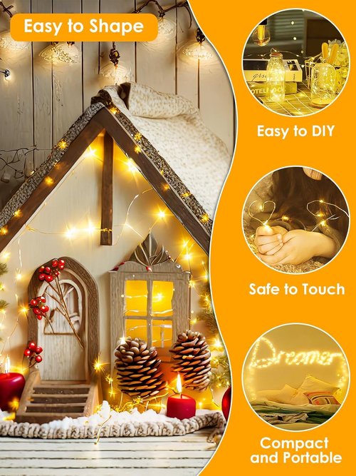 66Ft LED Fairy Lights by [Brand Name] - Waterproof Indoor & Outdoor String Lights with 8 Modes | Warm White for Christmas & Party Decor