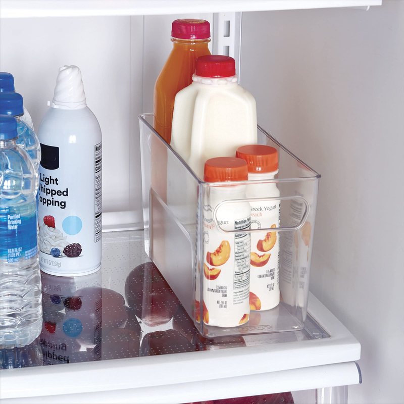 Copco Narrow Clear Bin, 10.5 x 4.5 x 6-Inch, for Kitchen, Fridge, Pantry, Laundry, and More